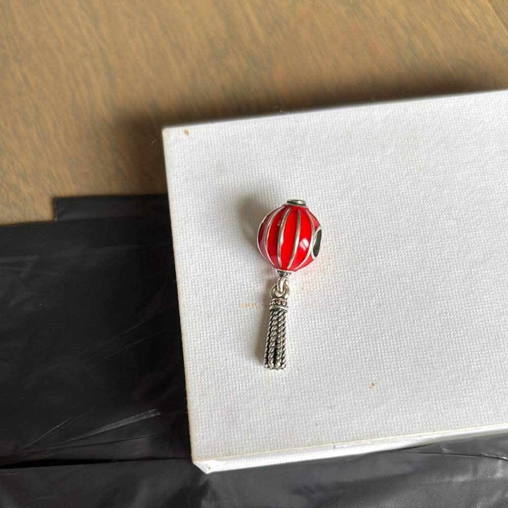Pandora Red and Silver Brooch with Tassel Design